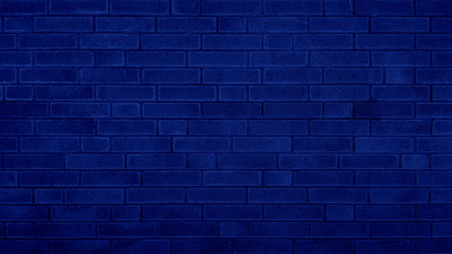 Grunge Brick Wall Blue Texture Navy Blue Background.