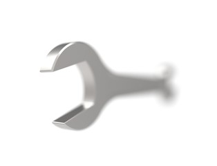 3D rendering of a metal wrench isolated in white background