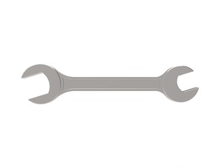 3D rendering of a metal wrench isolated in white background