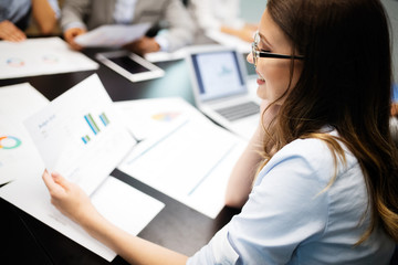 Successful group of business people at work in office