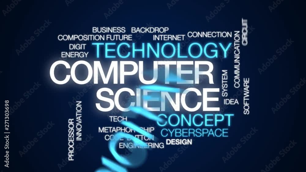 Poster computer science animated word cloud. kinetic typography.