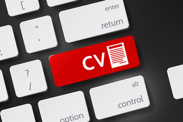 CV concept - Button "CV" on 3D keyboard Vector. CV icon vector. Button keyboard with CV text.