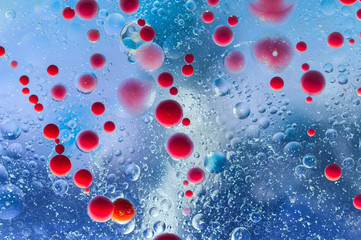 Colourful oil ink bubbles and drops. Abstract template mixed texture background. Wallpaper pattern.