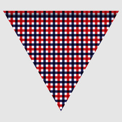 Fototapeta premium Happy holyday day triangular flag for planar festivals with red, blue and white color stars, stripes, checkered, chevrons. fective background.