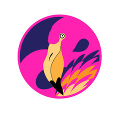 Vector gorgeous graphic portrait of a pink flamingo