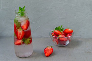 Cooling , soft drink with strawberries ,ice and mint.  It is very refreshing and gives strength on a hot summer day.