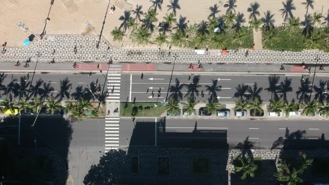 Aerial view of famous Ipanema Beach sidewalk, Rio de Janeiro, Brazil