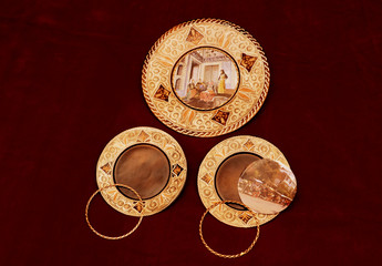 Hand made plates made of copper and various souvenirs