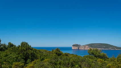 Fototapeta na wymiar Landscape of the coast of Capo Caccia, in Sardinia