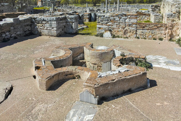 Ancient Ruins at archaeological site of Philippi, Eastern Macedonia and Thrace, Greece