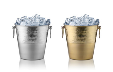 Champagne buckets, full with ice. Isolated on white © chones