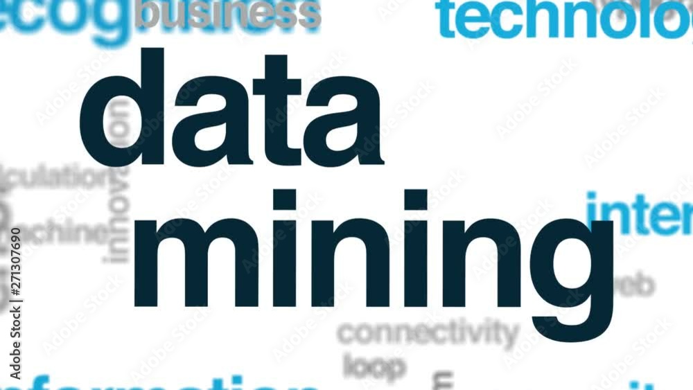 Poster data mining animated word cloud. kinetic typography.