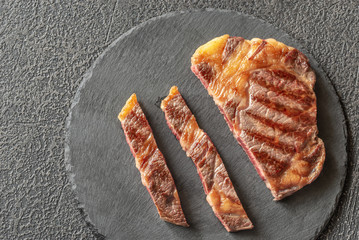 Grilled beef steak: top view