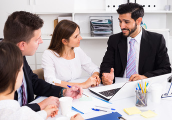 Fototapeta premium Businessman discussing with team