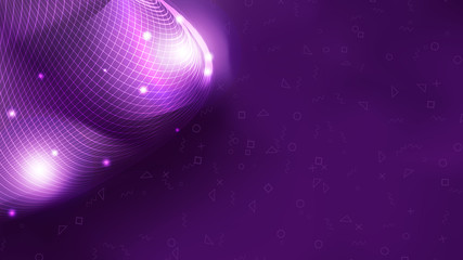 Fototapeta premium Abstract purple mesh geometric shape with light on dark purple background vector illustration