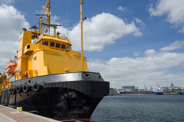 MULTITASCING RESCUE SHIP - A large boat at the waterfront in Gdynia