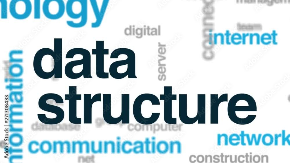 Poster data structure animated word cloud. kinetic typography.