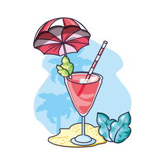 delicious fresh cocktail cup with umbrella