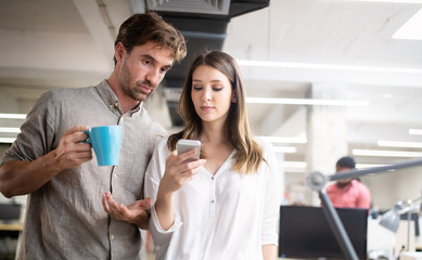 Fototapeta premium Stressed business people executive in tension feels worried thinking of problems