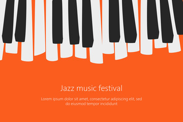 Music festival poster template with piano keys. © Evgeniya M
