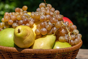 Bowl with delicious ripe fruits, healthy food
