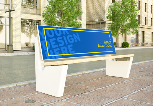 Advertising Bench on a Street Mockup
