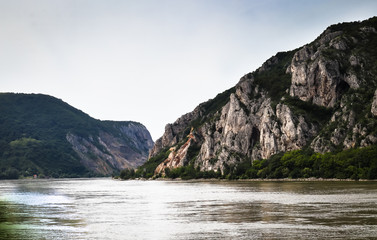 Fototapeta na wymiar Danube river gorge in national park Djerdap in Serbia, Serbian and Romanian border