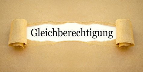 Brown paper work with the german word for equality