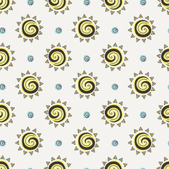 Abstract sun seamless pattern. Vector sunny background for kids wallpaper, print