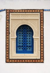 tradition mediterranean blue wooden window