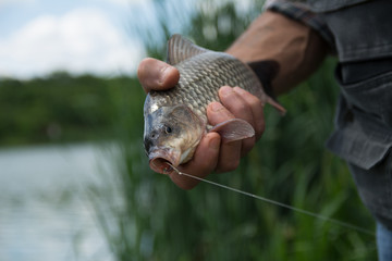 Fisherman with a freshly caught fish