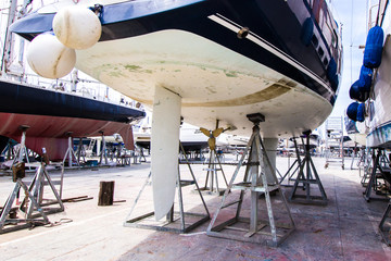 boat maintenance at the shipyard