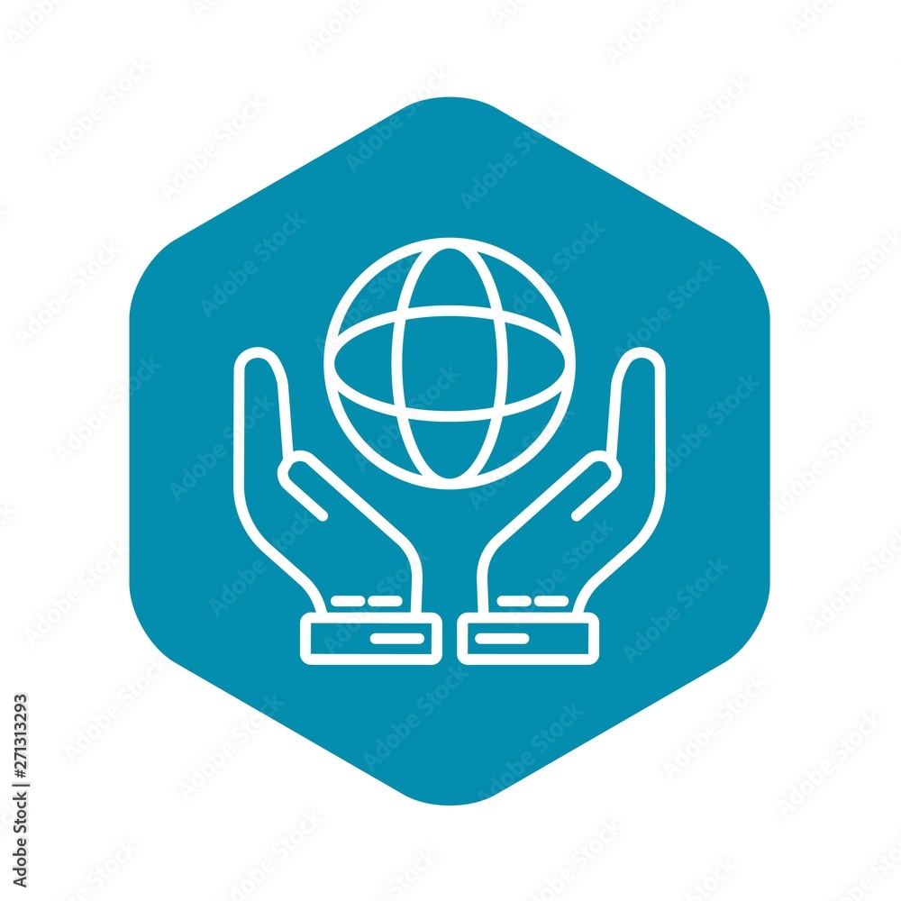 Poster hand keep globe icon. outline hand keep globe vector icon for web design isolated on white backgroun