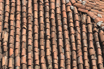 vintage textured red roof tiles
