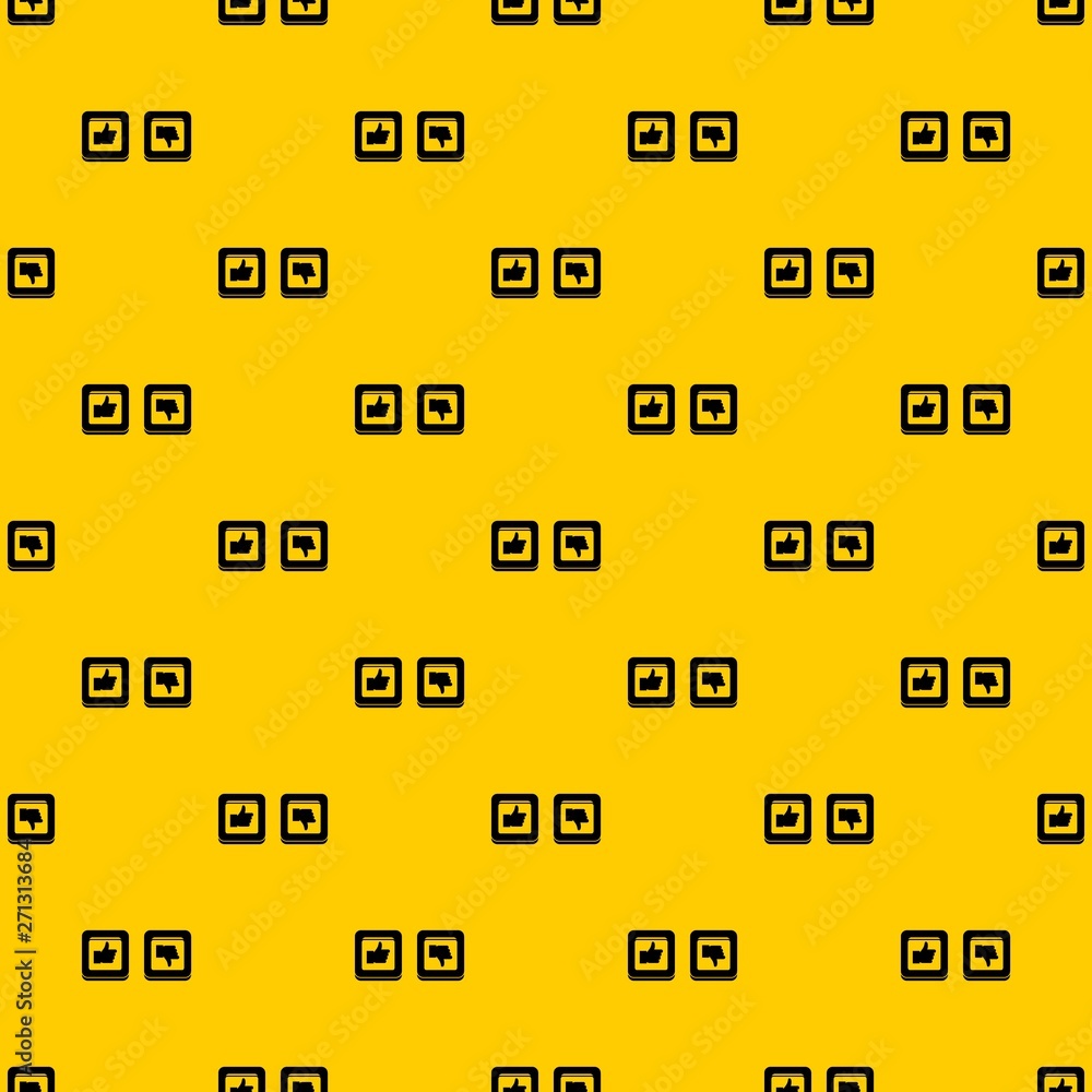 Aufkleber signs hand up and down in squares pattern seamless vector repeat geometric yellow for any design
