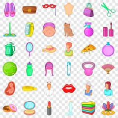 Salon icons set. Cartoon style of 36 salon vector icons for web for any design