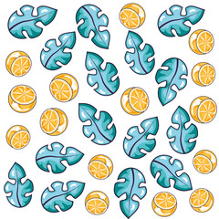 summer pattern of leafs with oranges
