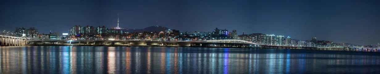 Foto op Plexiglas Panorama van Seoul bij nacht © santiago