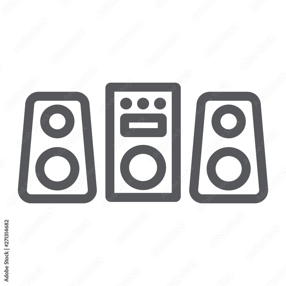 Poster sound system line icon, party and music, stereo system sign, vector graphics, a linear pattern on a 