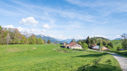 Fototapeta na wymiar Chalet au milieu des Alpes