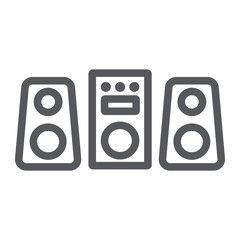 Sound system line icon, party and music, stereo system sign, vector graphics, a linear pattern on a white background.