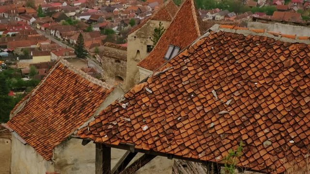 Close-up view of the medieval town of Rasnov, established in 1211 by Teutonic Knights between Wallachia and Transylvania