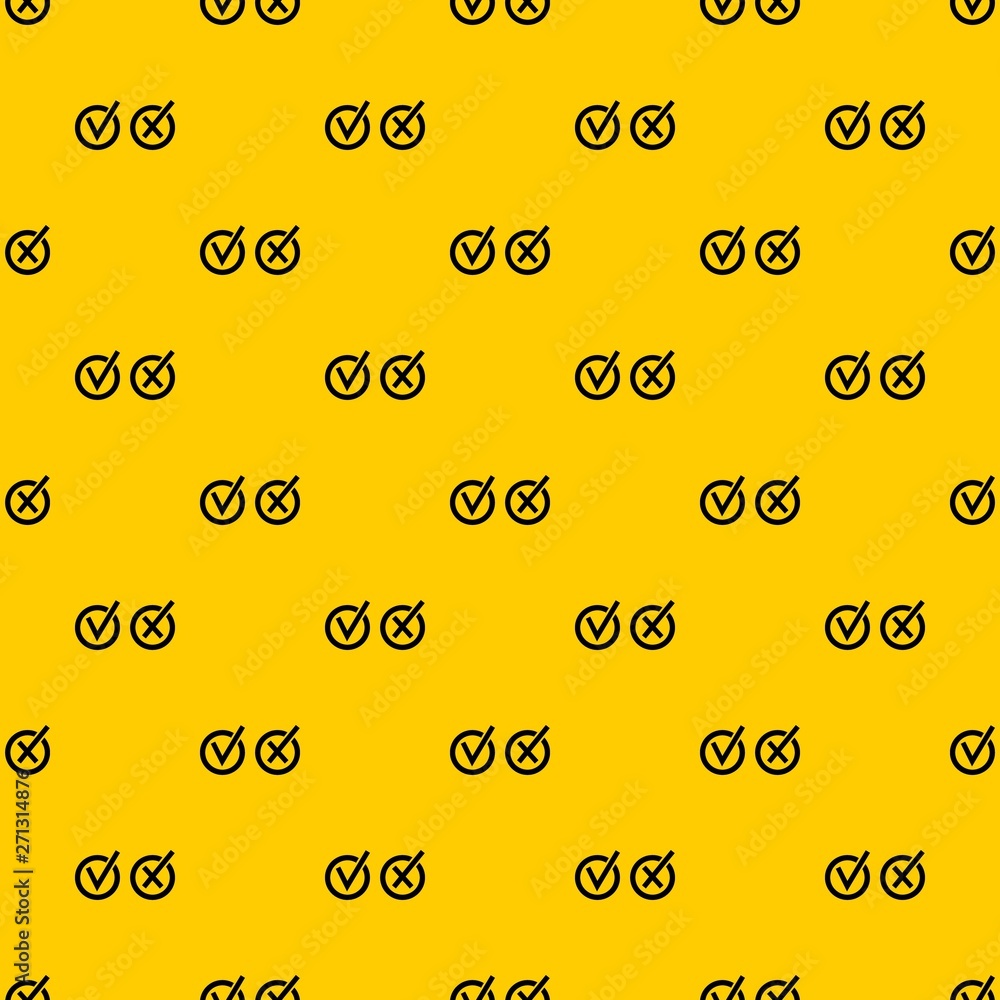 Poster signs of choice of tick and cross in circles pattern seamless vector repeat geometric yellow for any