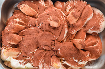 Ice cream with candy. Top view.