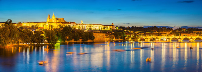 Fototapeta na wymiar Dusk on the River Vltava Prague Czech Republic