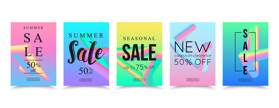 Set of colorful gradients sale banners. Vector illustration