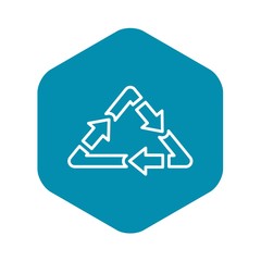 Triangular recycle arrow icon. Outline triangular recycle arrow vector icon for web design isolated on white background