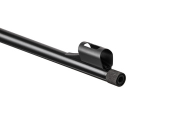 Small-bore rifle 22 lr with wooden butt isolated on white back