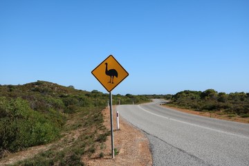 Traffic Sign Emu at the road in Australia