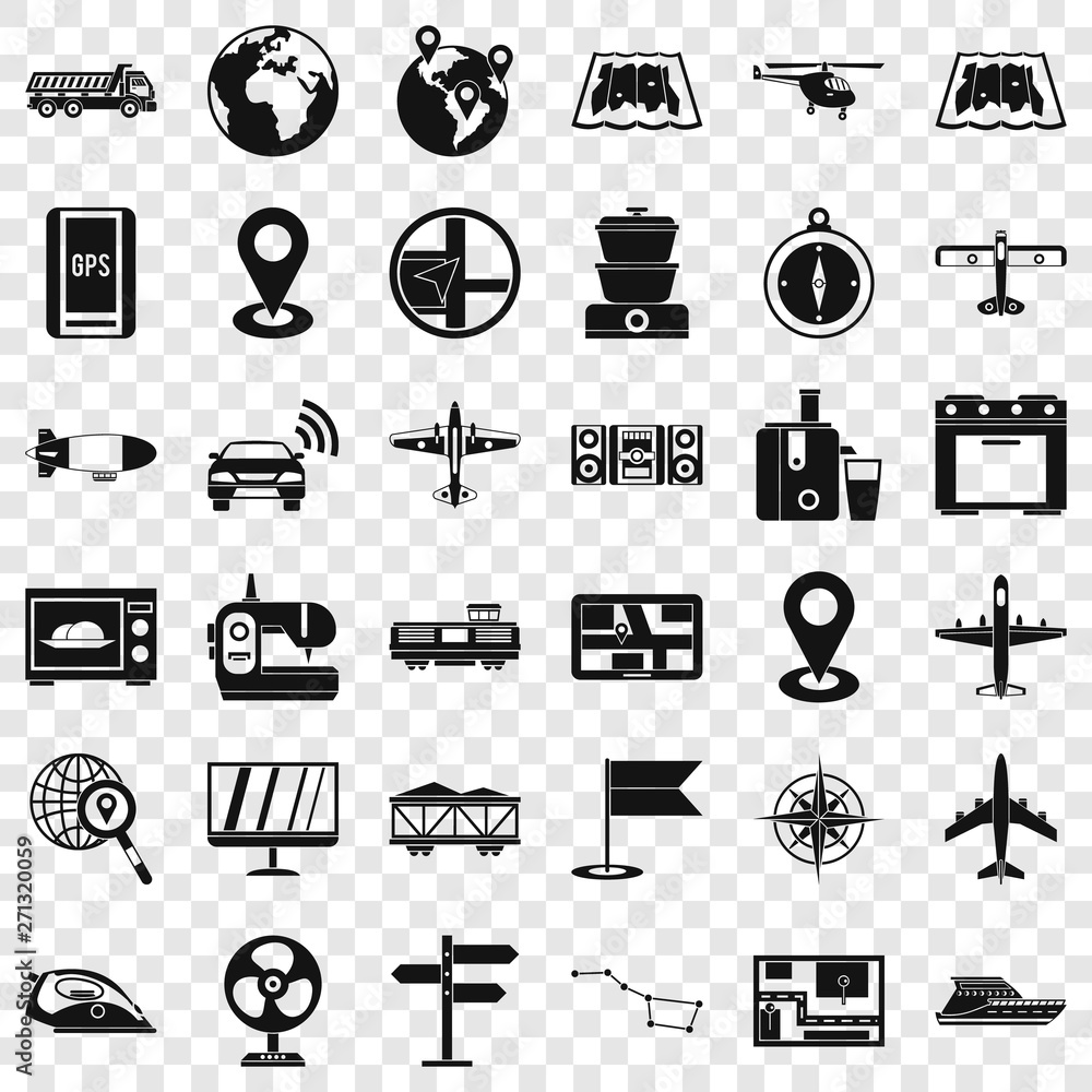 Poster communication icons set. simple style of 36 communication vector icons for web for any design